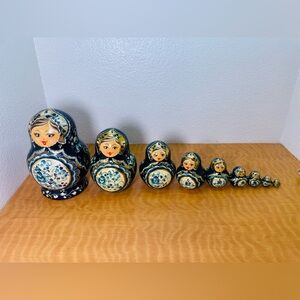 Set of Blue and White Matryoshka Dolls